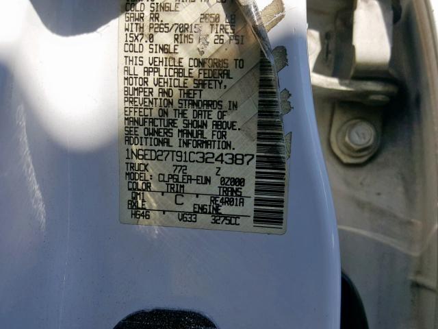 1N6ED27T91C324387 - 2001 NISSAN FRONTIER C WHITE photo 10