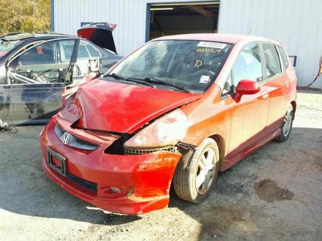 JHMGD38628S020519 - 2008 HONDA FIT SPORT RED photo 2