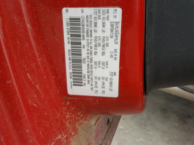 1D7HG38N34S610040 - 2004 DODGE DAKOTA QUA RED photo 10