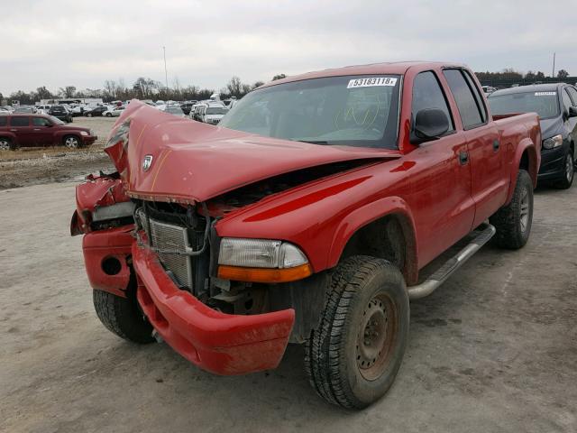 1D7HG38N34S610040 - 2004 DODGE DAKOTA QUA RED photo 2