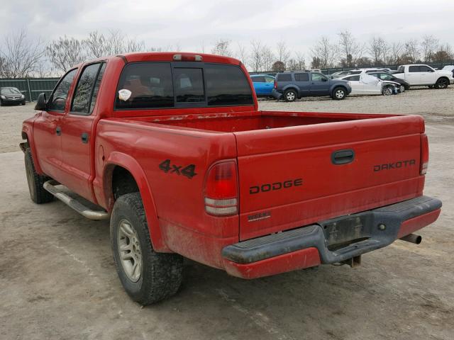 1D7HG38N34S610040 - 2004 DODGE DAKOTA QUA RED photo 3