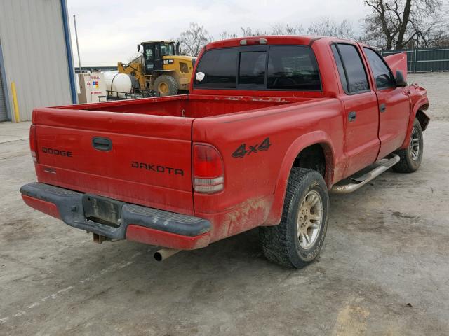 1D7HG38N34S610040 - 2004 DODGE DAKOTA QUA RED photo 4