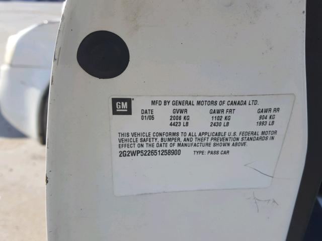 2G2WP522651258900 - 2005 PONTIAC GRAND PRIX თეთრი ფოტო 10