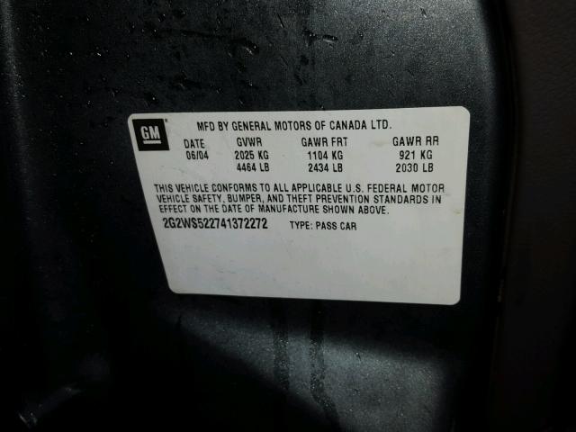 2G2WS522741372272 - 2004 PONTIAC GRAND PRIX GRAY photo 10