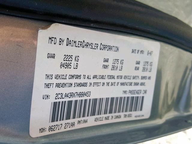 2C3LA43RX7H880453 - 2007 CHRYSLER 300 GRAY photo 10