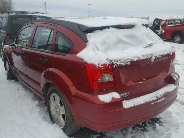 1B3HB48B87D100975 - 2007 DODGE CALIBER SX BURGUNDY photo 3