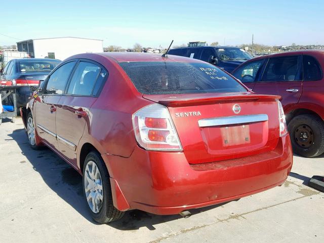 3N1AB6AP1CL623960 - 2012 NISSAN SENTRA 2.0 MAROON photo 3