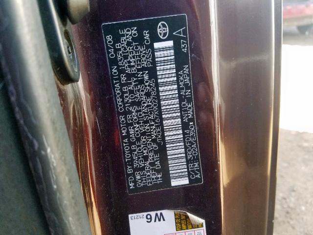 JTKDE167X90278245 - 2009 TOYOTA SCION TC მუქწითელი ფოტო 10