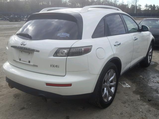 JNRBS08W05X402577 - 2005 INFINITI FX45 WHITE photo 4