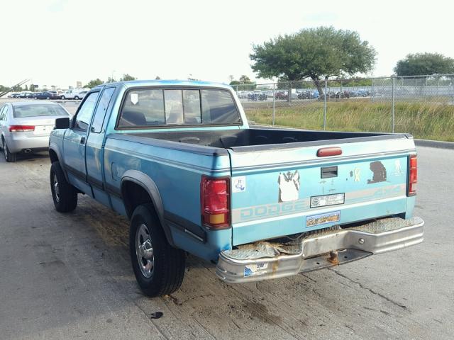 1B7GG23X3SW913589 - 1995 DODGE DAKOTA BLUE photo 3