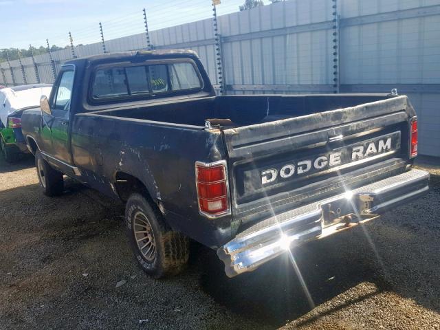 1B7HW14T6HS303473 - 1987 DODGE RAM BLACK photo 3