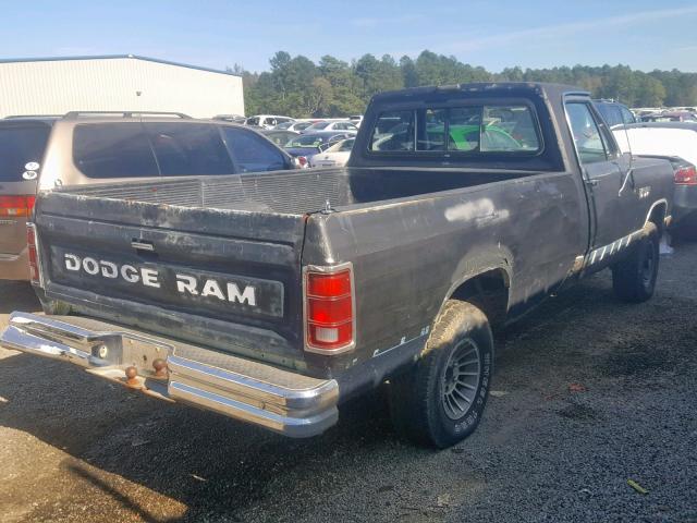 1B7HW14T6HS303473 - 1987 DODGE RAM BLACK photo 4