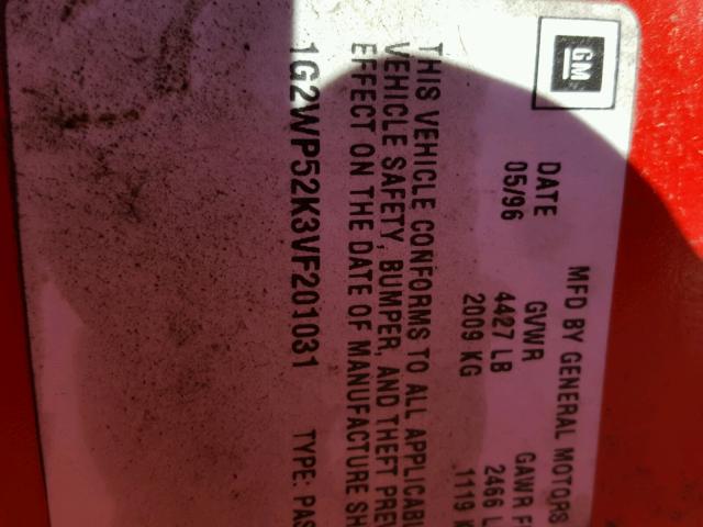 1G2WP52K3VF201031 - 1997 PONTIAC GRAND PRIX Қызыл фото 10