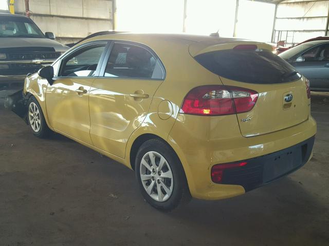 KNADM5A37G6648449 - 2016 KIA RIO LX YELLOW photo 3