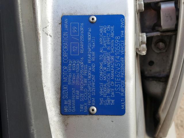 JS3TE62V5Y4105598 - 2000 SUZUKI GRAND VITA SILVER photo 10