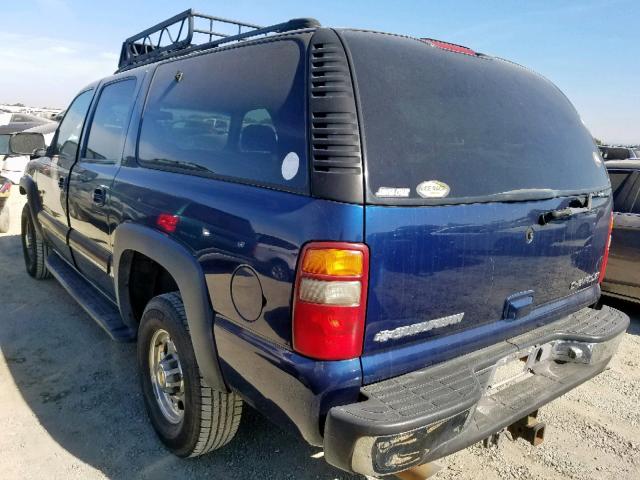 3GNGK26G41G158564 - 2001 CHEVROLET SUBURBAN K BLUE photo 3