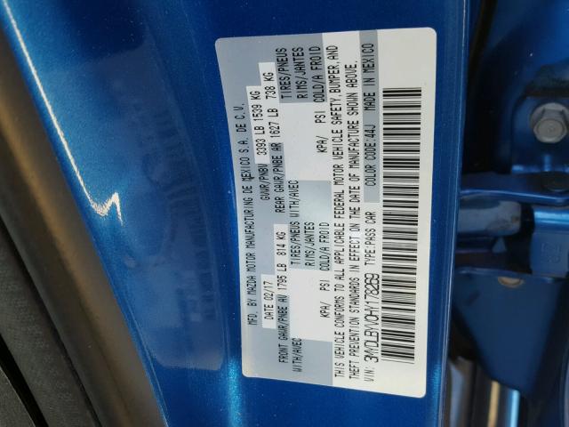 3MYDLBYV0HY178269 - 2017 TOYOTA YARIS IA BLUE photo 10