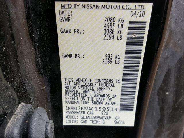 1N4BL2EP2AC159514 - 2010 NISSAN ALTIMA SR BURGUNDY photo 10