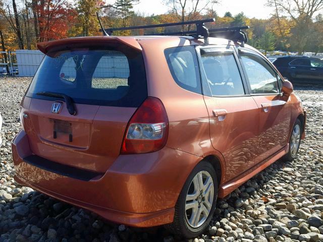 JHMGD376X8S051082 - 2008 HONDA FIT SPORT ORANGE photo 4