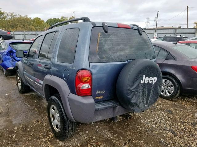 1J4GL48K12W162765 - 2002 JEEP LIBERTY SP BLUE photo 3