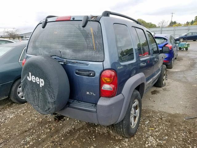 1J4GL48K12W162765 - 2002 JEEP LIBERTY SP BLUE photo 4