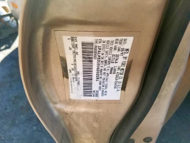 1FALP52U5VG302281 - 1997 FORD TAURUS GL GOLD photo 10