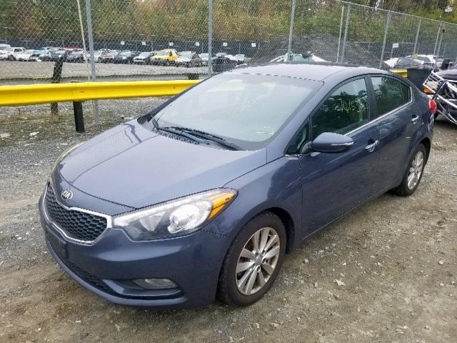 KNAFX4A86E5149358 - 2014 KIA FORTE EX BLUE photo 2