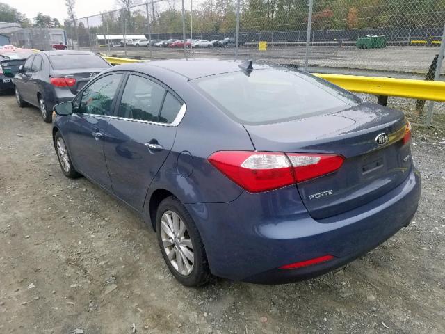 KNAFX4A86E5149358 - 2014 KIA FORTE EX BLUE photo 3