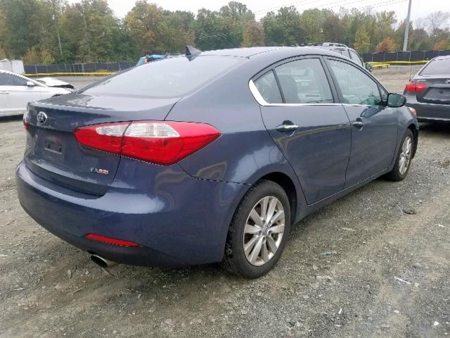 KNAFX4A86E5149358 - 2014 KIA FORTE EX BLUE photo 4