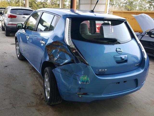 JN1AZ0CP6CT019225 - 2012 NISSAN LEAF SV BLUE photo 3