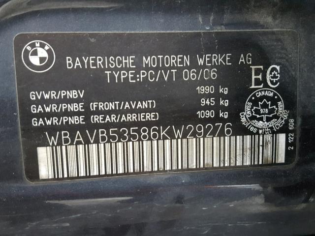 WBAVB53586KW29276 - 2006 BMW 323 I GRAY photo 10