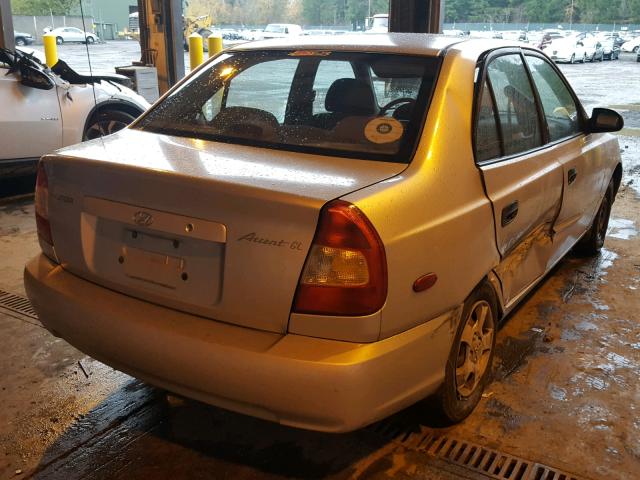 KMHCG45C11U166052 - 2001 HYUNDAI ACCENT GL SILVER photo 4