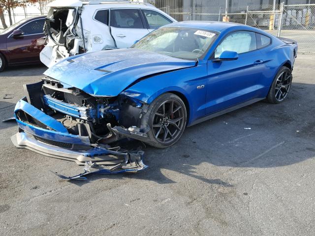 1FA6P8CF2K5113092 - 2019 FORD MUSTANG GT BLUE photo 2