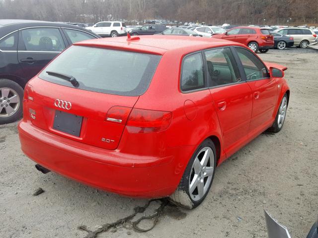 WAUHF68PX6A000626 - 2006 AUDI A3 2 RED photo 4