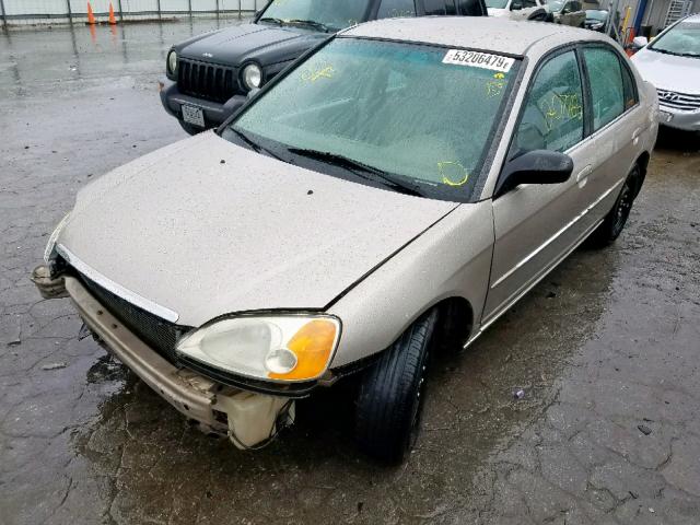 2HGES16512H541633 - 2002 HONDA CIVIC LX TAN photo 2