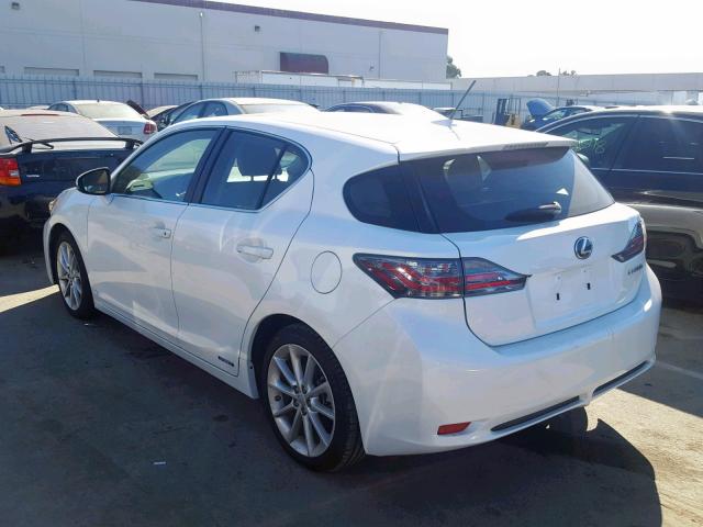 JTHKD5BH3D2136158 - 2013 LEXUS CT 200 WHITE photo 3