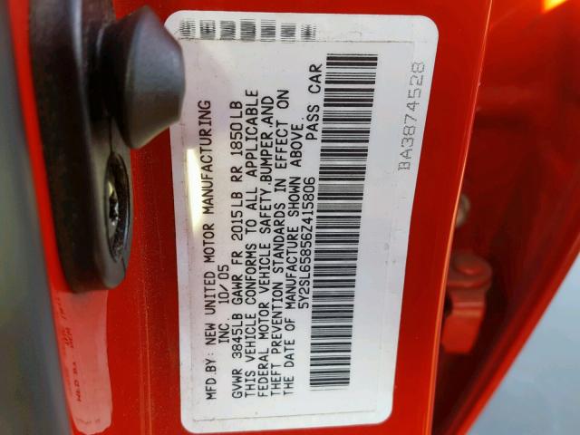 5Y2SL65856Z415806 - 2006 PONTIAC VIBE RED photo 10