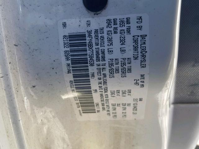 3A4FY48BX7T584530 - 2007 CHRYSLER PT CRUISER CREAM photo 10