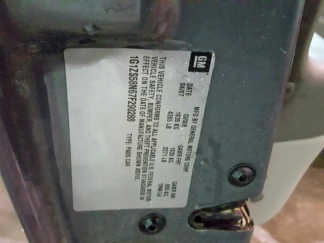 1G1ZS58N67F290288 - 2007 CHEVROLET MALIBU LS 灰色 照片 10