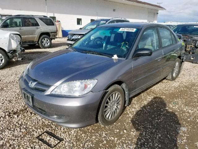 2HGES16595H623243 - 2005 HONDA CIVIC LX GRAY photo 2