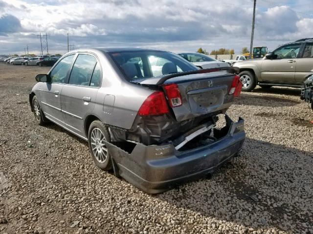 2HGES16595H623243 - 2005 HONDA CIVIC LX GRAY photo 3