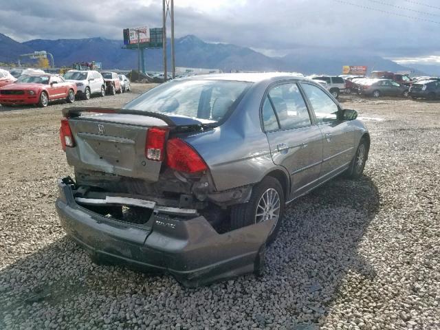 2HGES16595H623243 - 2005 HONDA CIVIC LX GRAY photo 4