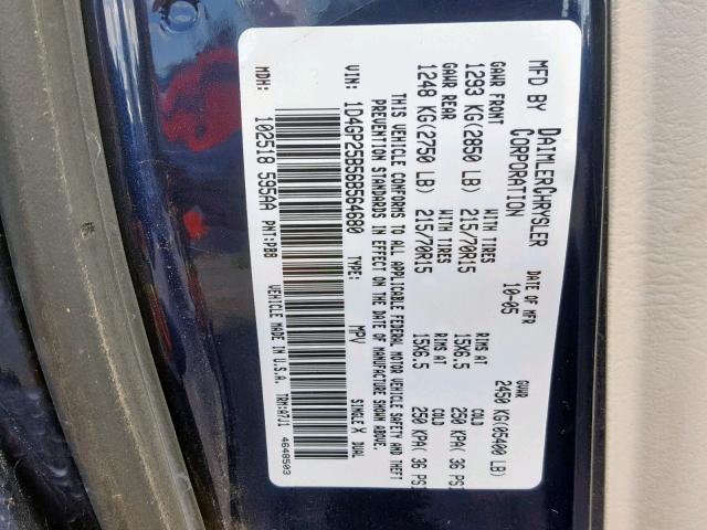 1D4GP25B56B564680 - 2006 DODGE CARAVAN SE BLUE photo 10