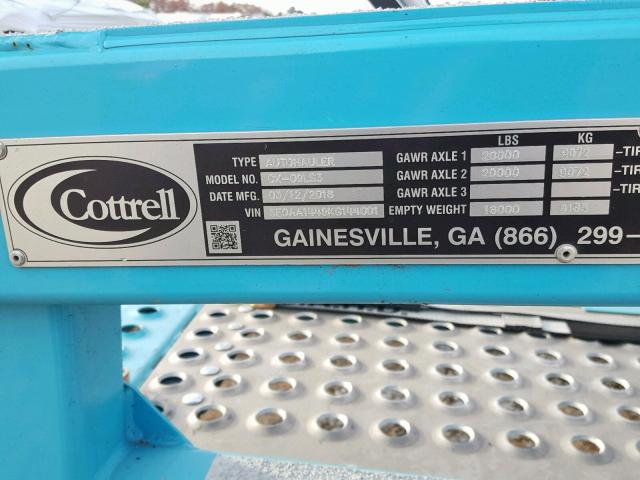 5E0AA1449KG144001 - 2019 COTTRELL CAR HAULER TURQUOISE photo 10