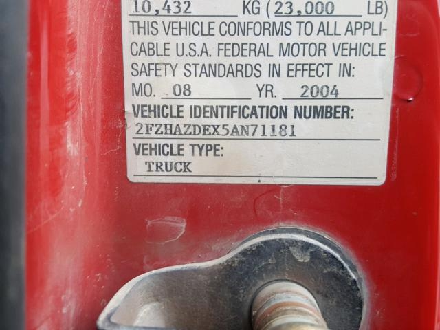 2FZHAZDEX5AN71181 - 2005 STERLING TRUCK LT 9500 RED photo 10