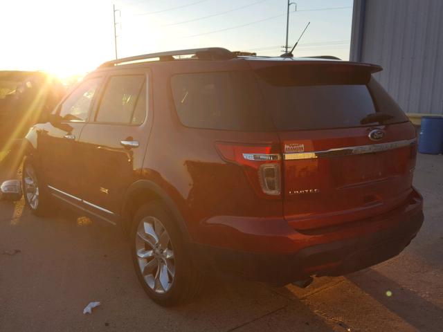 1FM5K7F87DGB86800 - 2013 FORD EXPLORER L RED photo 3