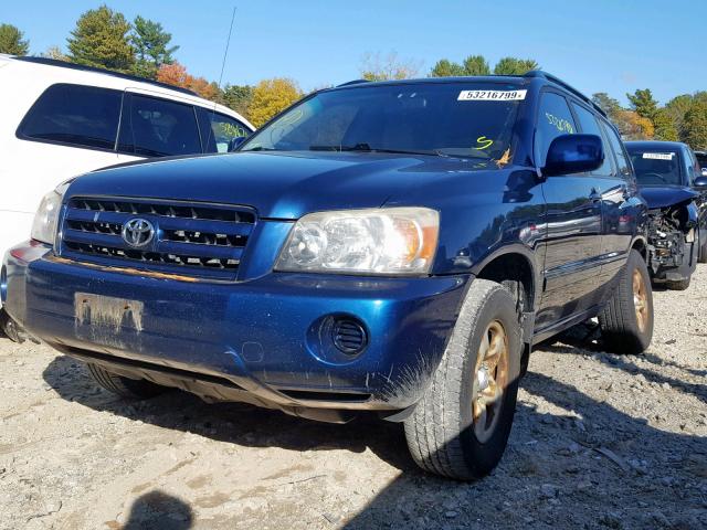 JTEHD21A350037914 - 2005 TOYOTA HIGHLANDER BLUE photo 2