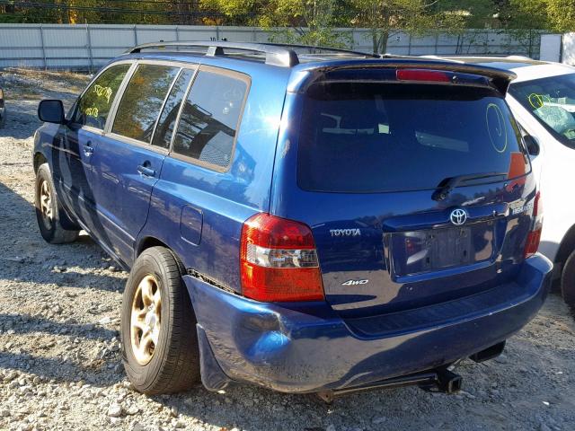 JTEHD21A350037914 - 2005 TOYOTA HIGHLANDER BLUE photo 3