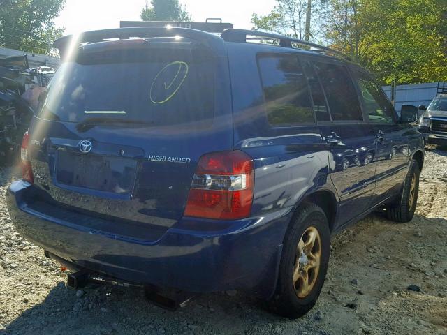 JTEHD21A350037914 - 2005 TOYOTA HIGHLANDER BLUE photo 4