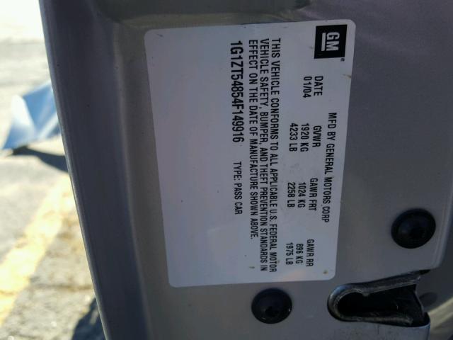 1G1ZT54854F149916 - 2004 CHEVROLET MALIBU LS SILVER photo 10